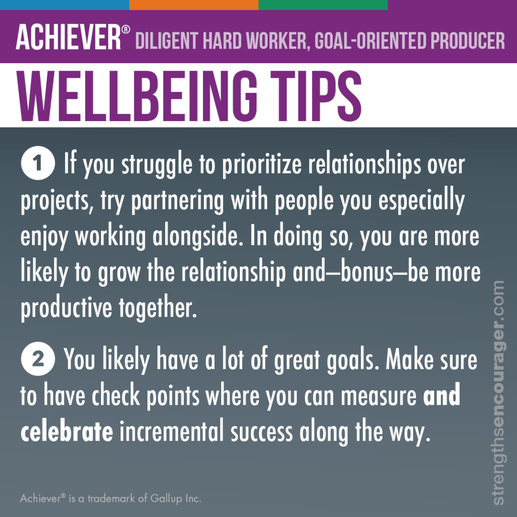 Wellbeing tips for the Achiever strength