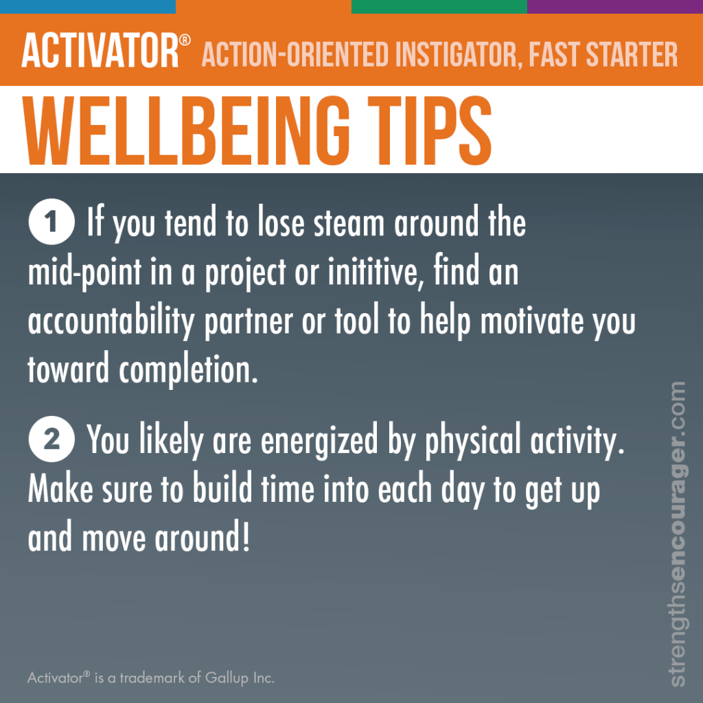 Wellbeing tips for the Activator strength