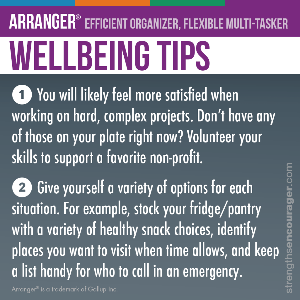 Wellbeing tips for the Arranger strength