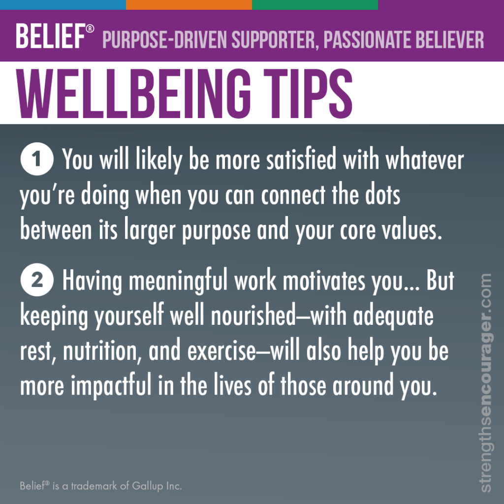 Wellbeing tips for the Belief strength