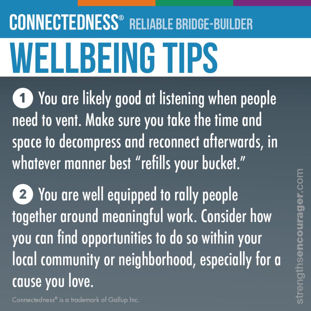 Wellbeing tips for the Connectedness strength