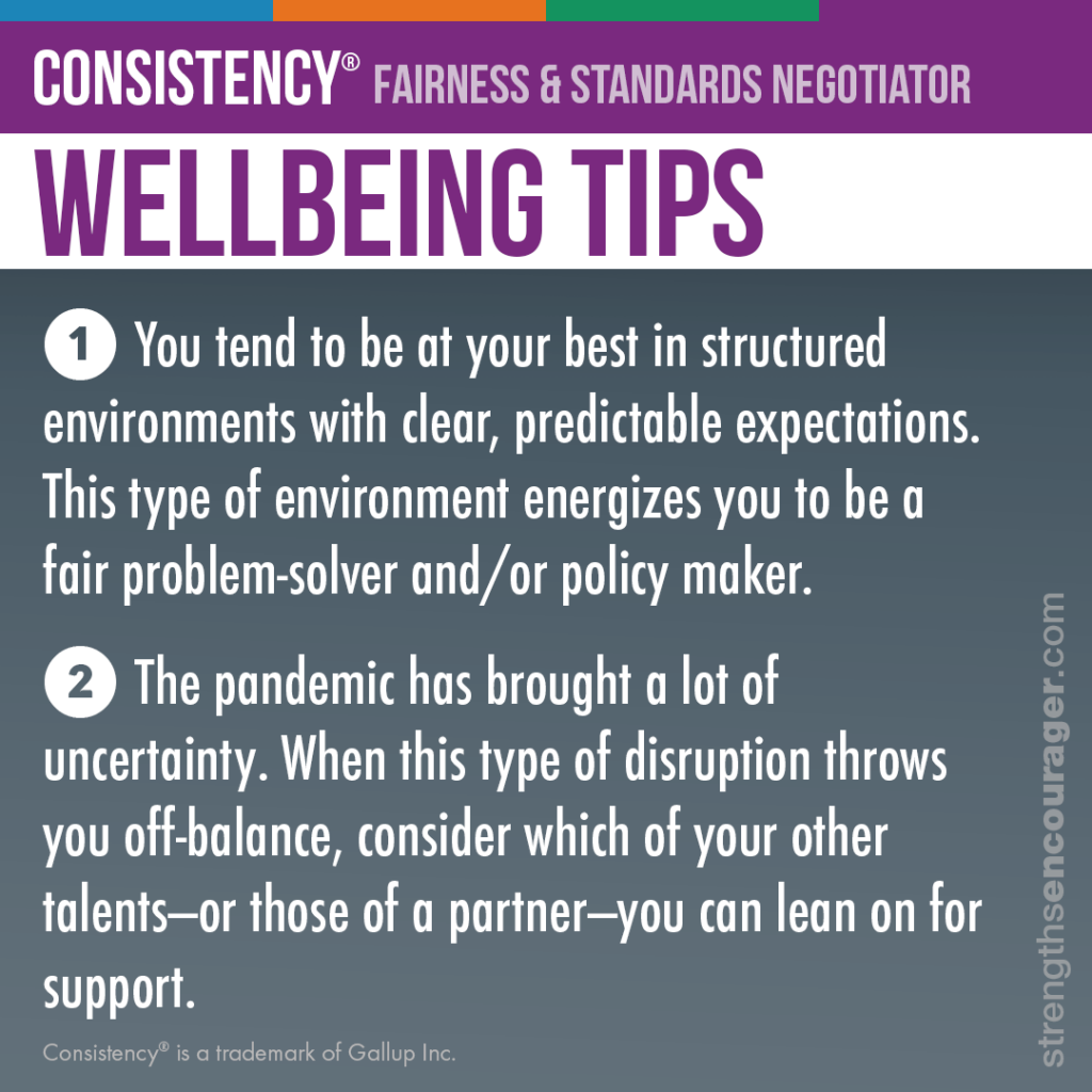 Wellbeing tips for the Consistency strength