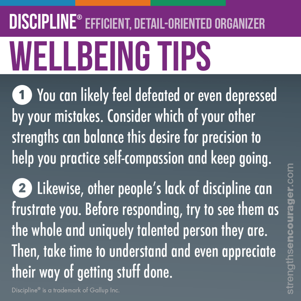 Wellbeing tips for the Discipline strength