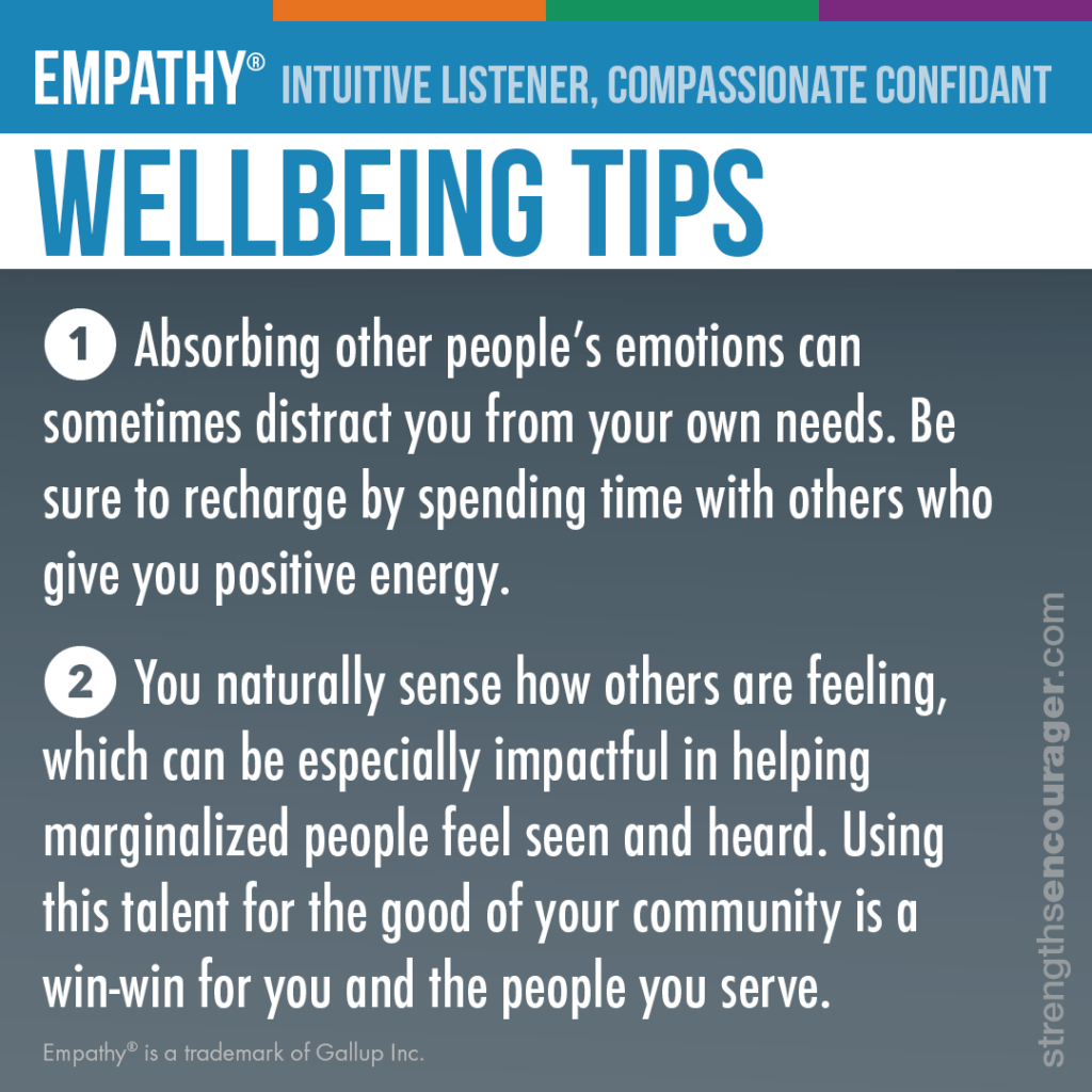 Wellbeing tips for the Empathy strength