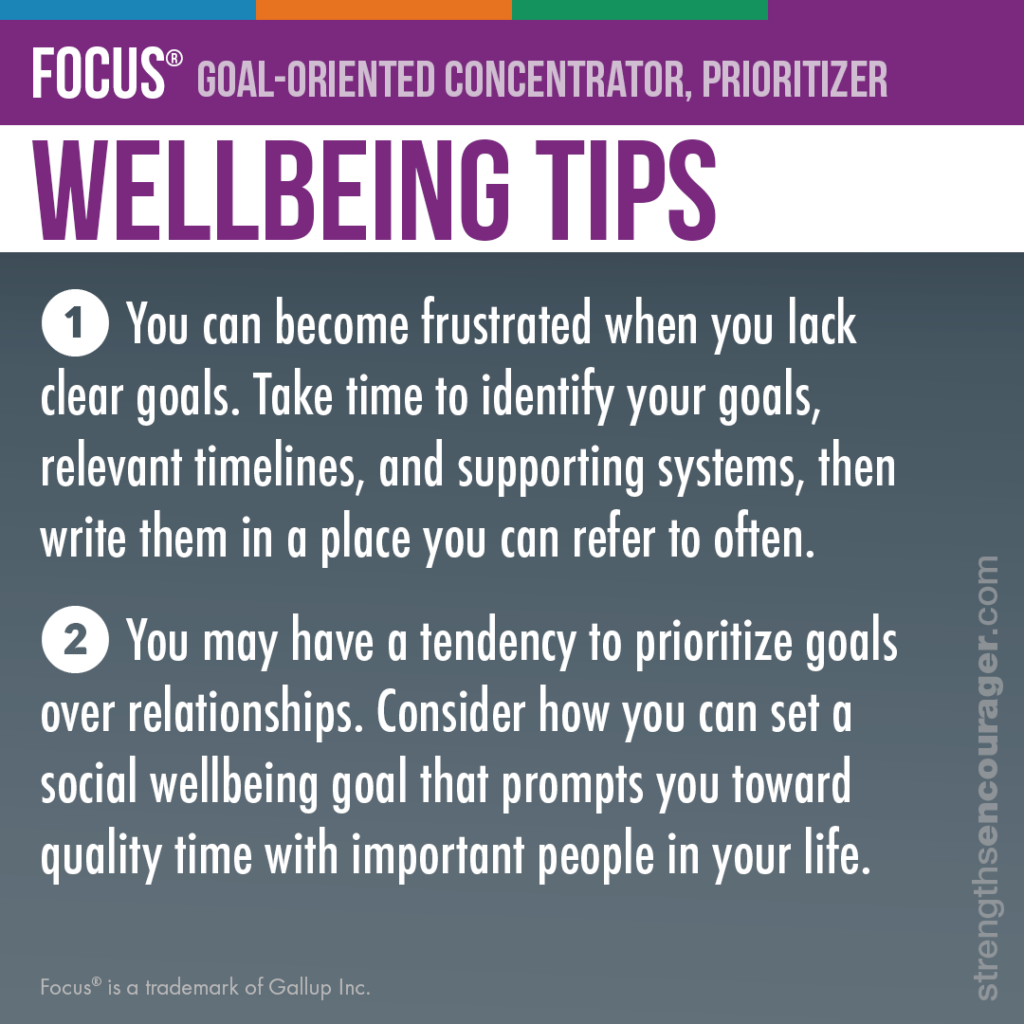 Wellbeing tips for the Focus strength