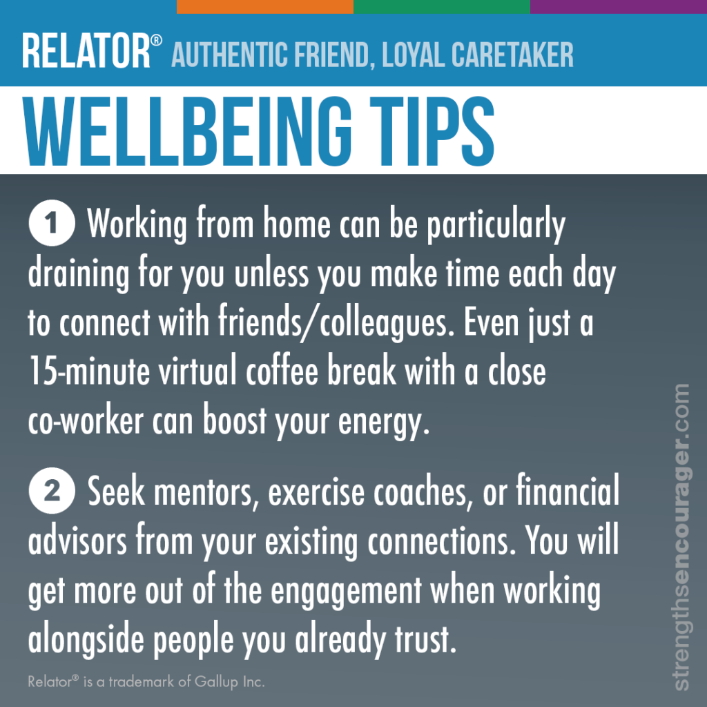 Wellbeing tips for the Relator strength