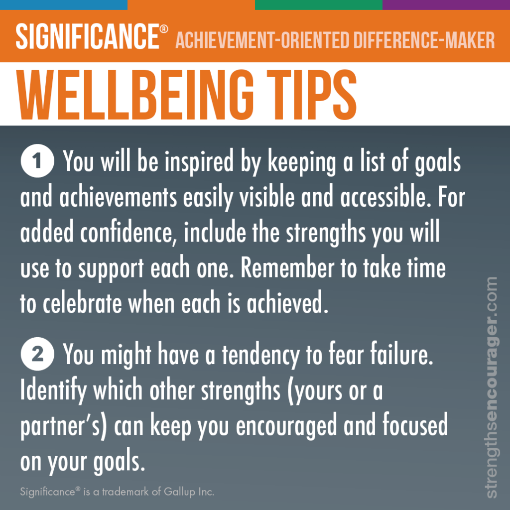 Wellbeing tips for the Significance strength