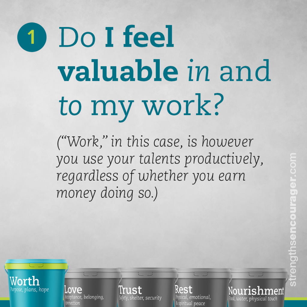 Do I feel valuable in and to my work?
